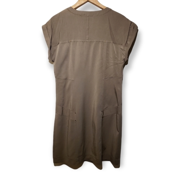 JEANNE BEKER Khaki loose fit Shift Dress SZ 4 - Picture 3 of 9